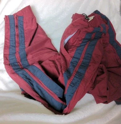 Aeropostale Shorts Zipoff Nylon VTG Maroon/Blue Stripe Windbreaker Pants Kids M - Image 1 of 4