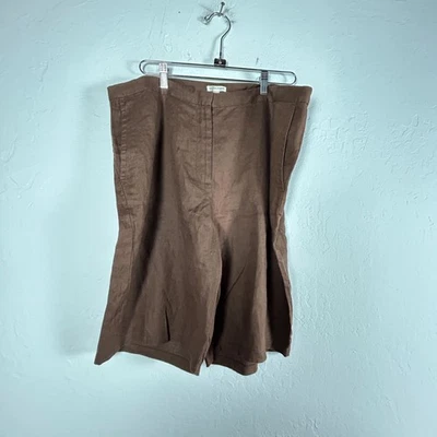Женские коричневые широкие шорты-бермуды Eileen Fisher размер 16 органический лен повседневные - Изображение 1 из 4