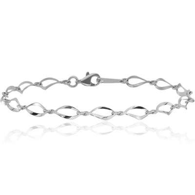 10K Solid White Gold Link Chain Bracelet - Image 1 of 4