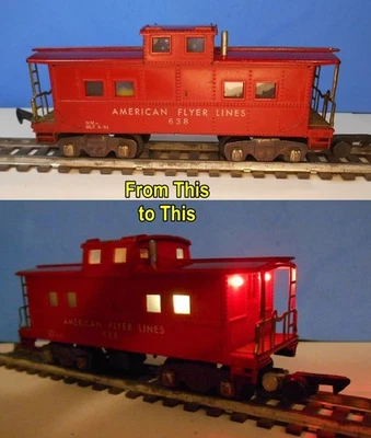 S Scale Caboose LED Lighting KIT using On-board Battery & Switch American Flyer - Image 1 of 4