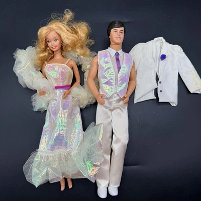 Barbie y Ken de cristal 1983 de colección con trajes originales #4598 #4898 zapatos de repuesto Foto 1 de 4