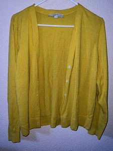 Loft Soft & Lightweight Cardigan Size Large Yellow Women’s Buttoned - Picture 1 of 4