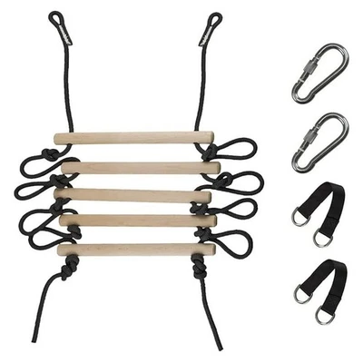 Children Climbing Rope Ladder Wooden Swing Kids Indoor Outdoor Tree Playground R - Image 1 of 4