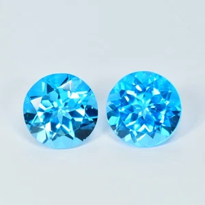 6.37Ct (2Pcs) Round Cut _ Impressive Sparkles Gemstone Natural Sky Blue Topaz - Picture 1 of 1