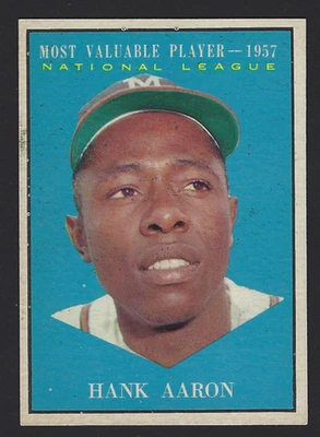 1961 Topps Hank Aaron Jugador Más Valioso #484 Ex-Como Nuevo Foto 1 de 2