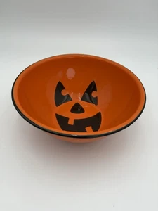 Enamel Halloween Bowl by Midwest Of Cannon Falls Orange Fall Fun Popcorn 10x4” - Picture 1 of 5