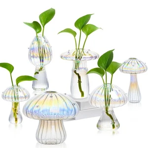 Plant Propagation Station, Set of 6 Clear Mushroom Vase, Propagation Stations... - Picture 1 of 6