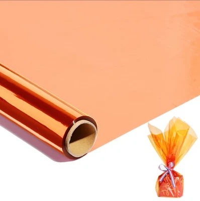 Rollo envolvente de celofán naranja 100 pies x 17" - envoltura de celofán transparente naranja... Foto 1 de 4