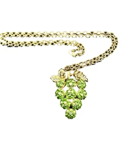 Vintage Suzanne Bjontegard Brosche Anstecknadel Halskette Anhänger Strass Trauben - Bild 1 von 10