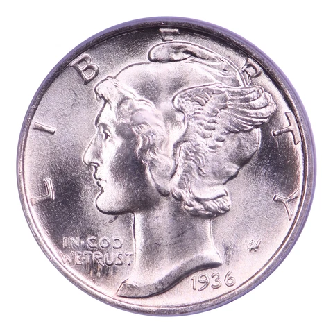 1936 Mercury Dime PCGS MS67FB CAC Cover