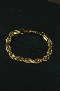 18k Yellow Gold Real Rope Bracelet 6mm 7" 8" - Picture 1 of 3
