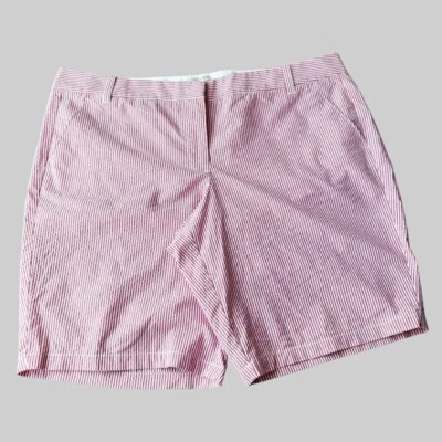 J Crew  RED AND WHITE STRIPED BURMUDA SHORTS - Image 1 of 4