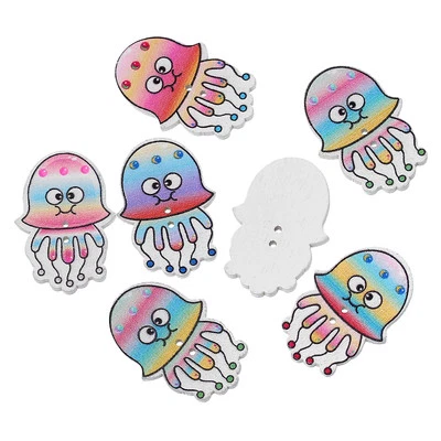 The Bead and Button Box - Octopus - Jelly Fish Wood Sewing Buttons.3.2cm - Image 1 of 2