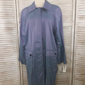 VTG LONDON FOG Women's Sz 10 Long Rain Trench Coat Iridescent Blue NEW MSRP $158 - Picture 1 of 12