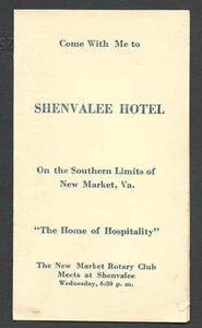 Ca 1935 NEW MARKET VA ROTARY CLUB MEETS AT SHENVALEE HOTEL LISTS BENEFITS, ETC - Picture 1 of 1