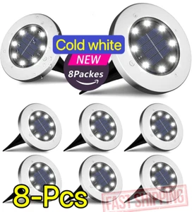 8-PACK Solar In Ground Lights Outdoor Buried Lamp Disk LED Lawn Pathway Garden - Picture 1 of 5
