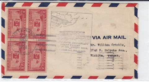USA #649 Plate Block On 1928 - 25th Anniversary Flight Cover Kitty Hawk, NC Cover