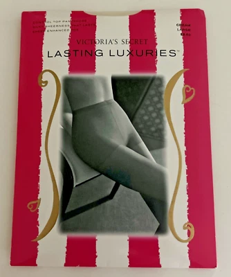 Victoria Secret Lasting Luxuries Control Top Sheer Pantyhose Large CREAM NOS - Image 1 of 4