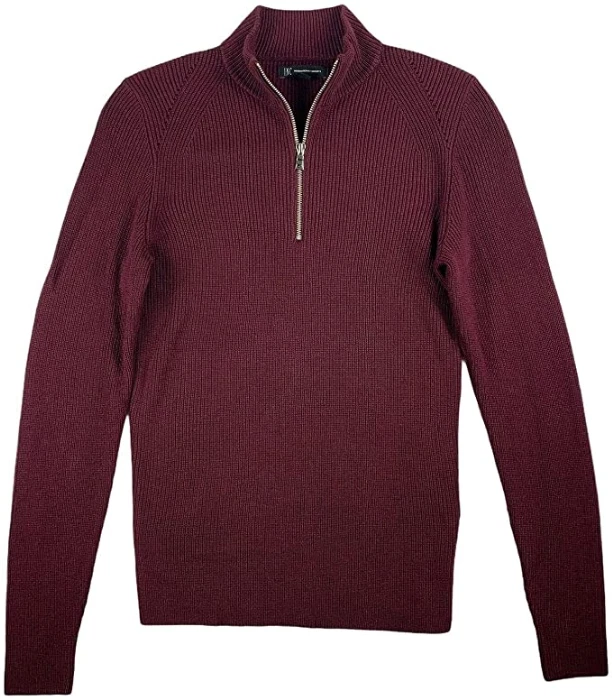Inc Mens Sweater Red Medium M Ribbed Knit 1/4 Zip Mock-neck Pullover 009