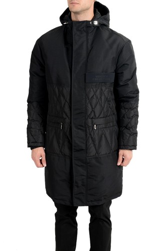 Cappotto con cappuccio Versace Collection uomo nero cerniera intera