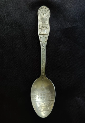 1776 Independence Hall Pewter Souvenir Spoon 1891 Cover