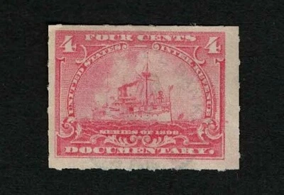 US Revenue 1898 R166 Battleship Documentary Tax Stamp 4c Light Cancel Used VF - Image 1 of 2