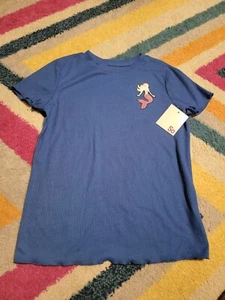 NWT Girls Size L(10/12) So Blue Ribbed T-Shirt Mermaid Patch Blue - Picture 1 of 7