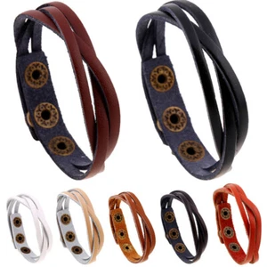 Unisex Leder Geflochtenes Armband Mode Retro Schmuck Vintage P > - Bild 1 von 18