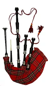 Great Highland Bagpipes Rosewood Silver Black Practice Chanter Reeds Tutor Book - Imagen 1 de 1