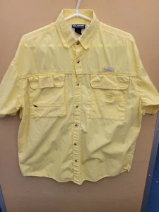 Reel Legends Performance Men's M Yellow Cotton Blend Vented Sport Fishing - Picture 1 of 7