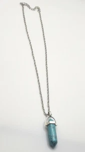 Boho Turquoise Blue like Silver Color Chain Necklace, Pendant. - Picture 1 of 10