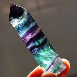 50- 60MM 100% Natural Fluorite Quartz Crystal Stone Point Healing Hexagonal Wand - Picture 1 of 12