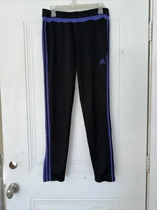 Adidas Pants Medium Black Purple Stripe Athletic Pants Track - Picture 1 of 6