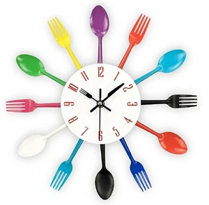 Relojes De Pared Para Cocina Restaurante Modernos 3D Con Adhesivo Para Colgar - Picture 1 of 12