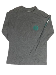 Vineyard Vines T-Shirt Tee Damen XS Grau Wal Logo Langarm Tasche - Bild 1 von 8