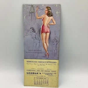 October 1945 George Automotive Ignition Parts Calendar Pinup Girl Astronomy 9" - Picture 1 of 4