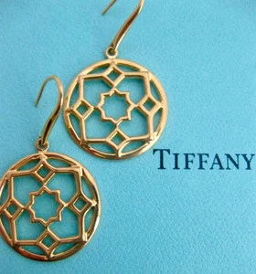 TIFFANY & CO PALOMA PICASSO 18K YELLOW GOLD MARRAKECH ZELLIGE MEDALLION EARRINGS - Picture 1 of 4