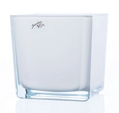 SANDRA RICH Glasübertopf CUBE WEISS Ochideenglas Windlicht Glaswürfel 14cm weiß - Bild 1 von 4