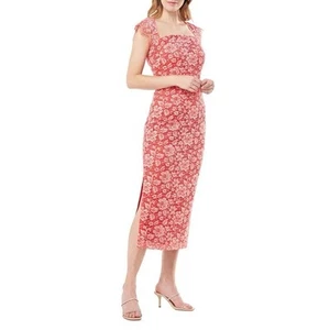 JS COLLECTIONS Joyce Floral Lace Midi Dress Square Neck Cap Sleeves Women Size 8 - Picture 1 of 13
