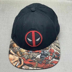 Marvel Comics Deadpool Mütze Bioworld verstellbar Druckknopflasche schwarz mit Krempe Grafik - Bild 1 von 7