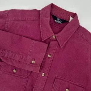 Vintage Woolrich Cotton Flannel Shirt Mens L Button Up Burgundy Casual - Picture 1 of 9