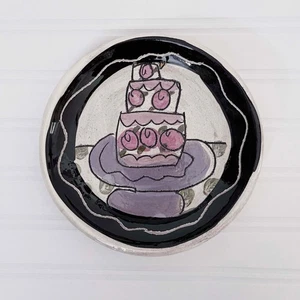 Sandra Magsamen Original Signed Hand Made Pottery Dish Plate Birthday Cake - Picture 1 of 6