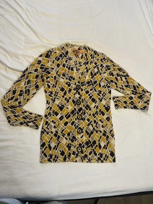 Cárdigan Tory Burch Geométrico Amarillo y Negro Talla M Excelente Estado Foto 1 de 4