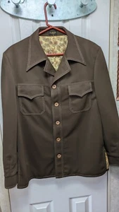 Vintage 70s Mens Long Sleeve Button Jacket Blazer Disco Western Brown Size 42  - Picture 1 of 5