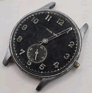 Rare Titus Geneve AS1002 Watch Military Style Black Dial As Is - Picture 1 of 10
