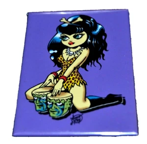 VINCE RAY Refrigerator Magnet BONGO GIRL 2008 3.5" X 2.5" - Picture 1 of 2