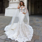 Luxury Mermaid Wedding Dresses Sweetheart Illusion Lace Applique Bride GownTrain