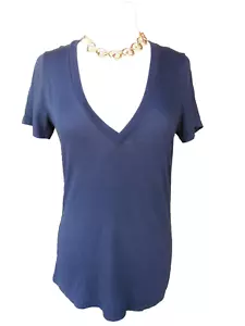 Normcore Ravencore Goth $82 SEVEN 7 FOR ALL MANKIND Black Athleisure Tee Top L - Picture 1 of 4