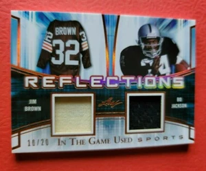 BO JACKSON & JIM MARRÓN JUEGO TARJETA DE JERSEY USADA #d10/20 2018 LEAF RAIDERS ROYALS - Imagen 1 de 2