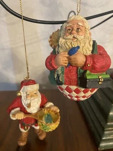 Lot Of 2 Fishing Santa Christmas Ornaments Resin - Picture 1 of 11